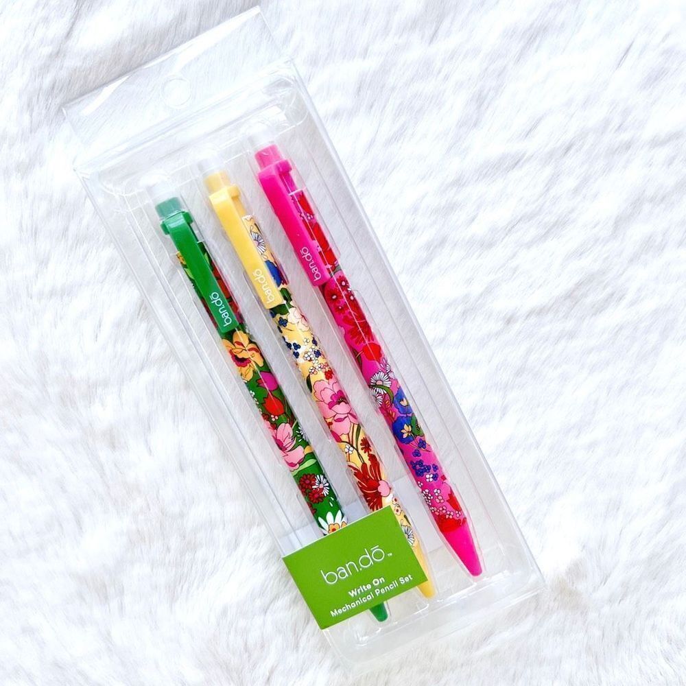 Ban.do Mechanical Pencils Floral Print Set of 3 NIB colorful stationary
